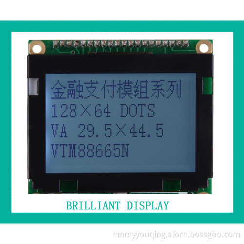 RoHS Approved FSTN 128X64dots Graphic LCD Display Module with White LED Backlight (VTM88665N)